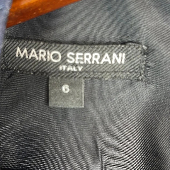 MARIO SERRANI Jewel Print Sleeveless Midi Dress Navy Blue Form Fitting Size 6 - Picture 9 of 11